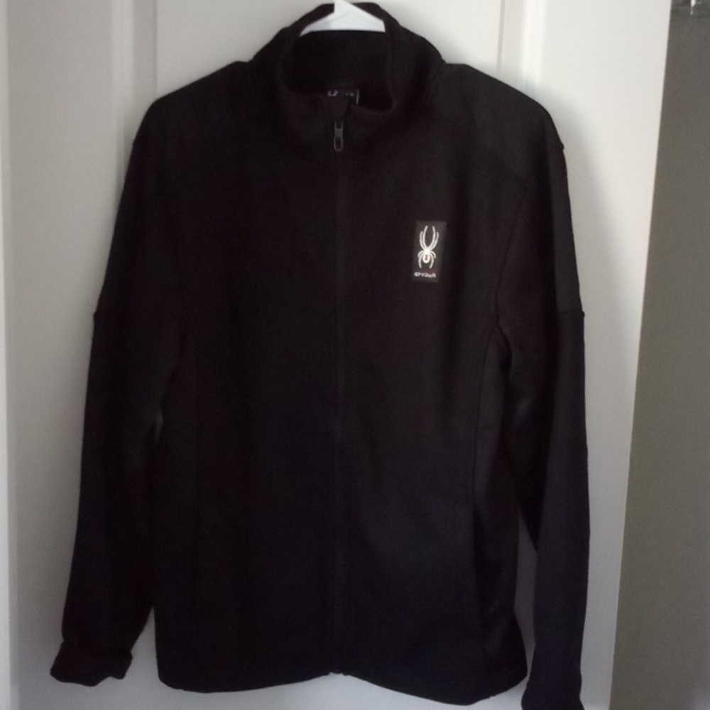 Men's Black Spyder light weight zip up jacket .